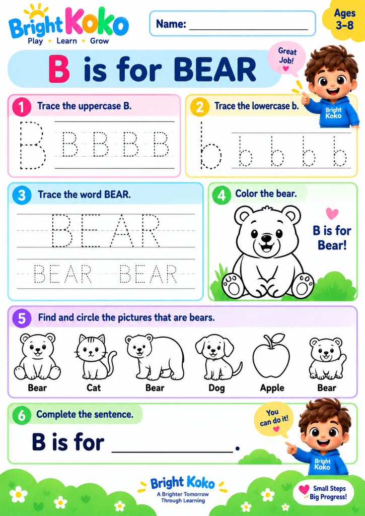 B is for Bear Worksheet